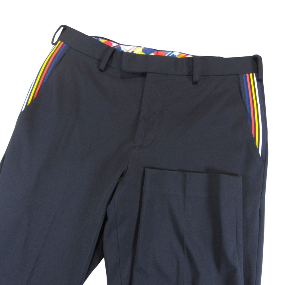 Murano Mens Dress Pants 32 x 30 Evan Colorful Trim Fit Blackβ Stretch Viscose